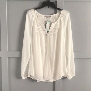 Off white button down blouse with matching camisole.